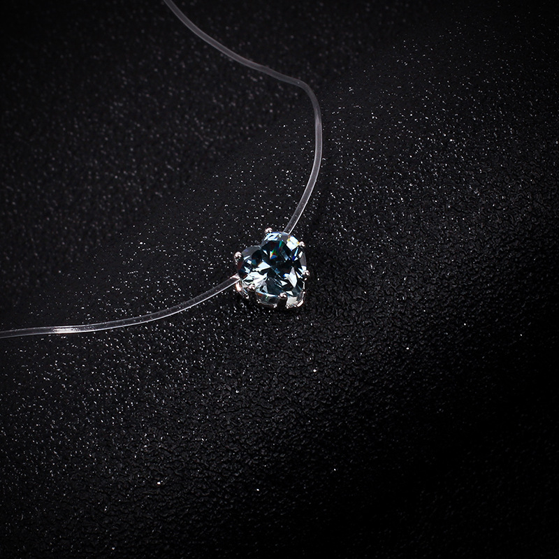 3g Weight Alloy Pendant Material Necklace Classification Fishing Line Chain Material Woven Chain Chain Type Travel Occasion Fishing Line Material Heart Shape Pattern Women'S Gender Simple Style Style Pink, Red, Green, Blue Color Simple Style Heart Shape Fishing Line Woven Chain Pendant Necklaces Wholesale 18