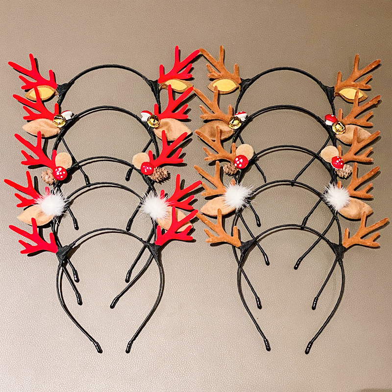 圣诞节鹿角发箍网红麋鹿头箍发卡儿童成人通用圣诞派对装饰品发饰