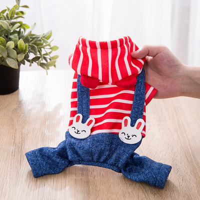 春秋装新款宠物服装狗狗条纹衣服泰迪小型犬四脚衣小狗秋季衣服潮|ru