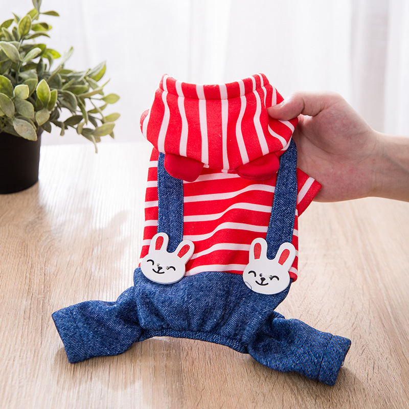 春秋装新款宠物服装狗狗条纹衣服泰迪小型犬四脚衣小狗秋季衣服潮|ru
