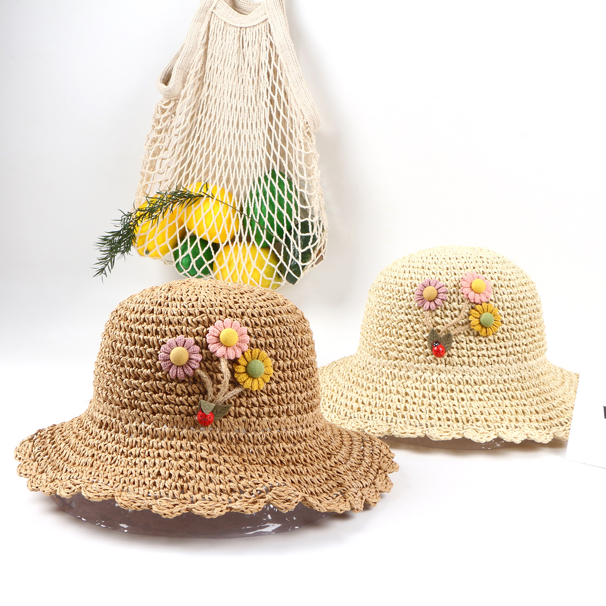 Sommer Himmel Große Traufe Sonnencreme Sonnencreme Strohhut Mädchen Baby Koreanische Version Strand Meer Sonne Hut Mädchen Hand Haken Hut display picture 7