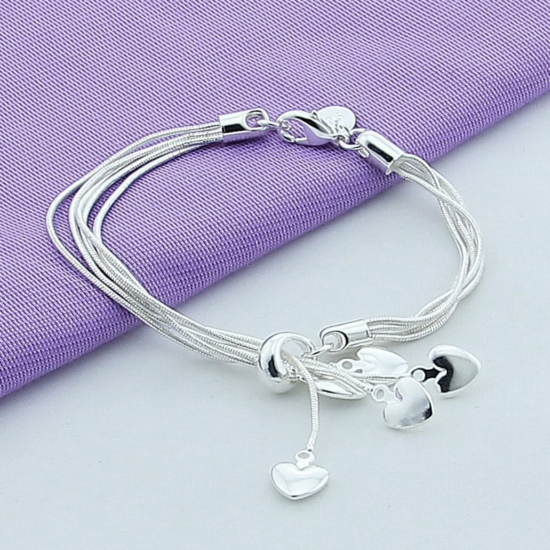 Silver Plated Tai Chi Tassel Hanging Heart Bracelet Necklace Jewelry_voghion.com