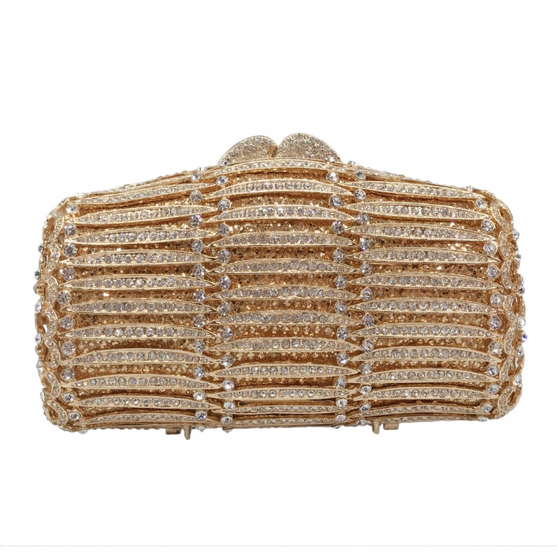 * Nuevo paquete de cena de diamantes transfronterizos caja metálica hueca bolsa de diamantes bolsa de mujer bolsa de vestido de fiesta bolsa de mano