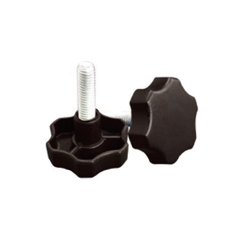 6角手轮 Six Lobed Knob 黑色酚醛 镀锌钢螺柱和嵌件