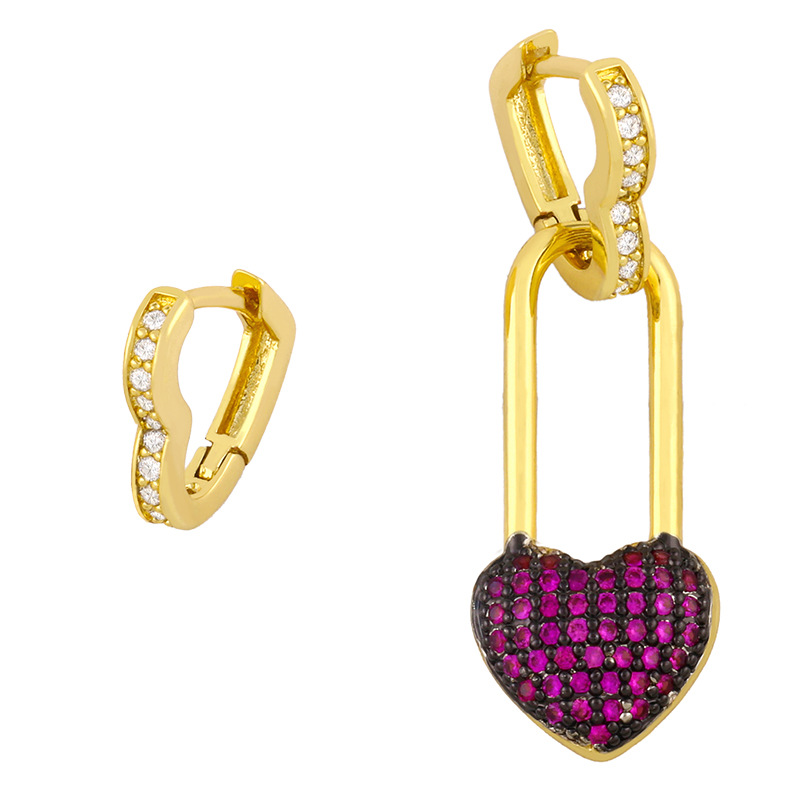 Asymmetrical Diamond Fashion Heart Earrings display picture 5