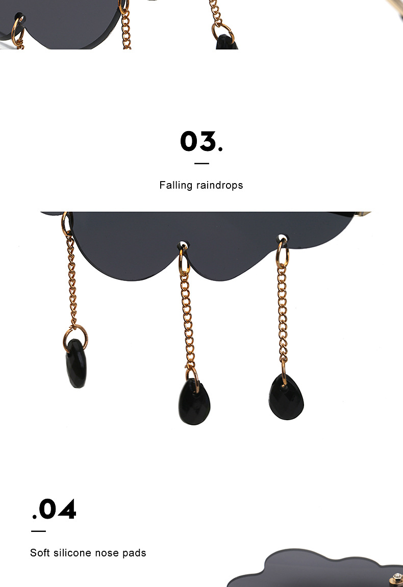 54g Weight Frameless Glasses Structure Glasses Classification UV400 Lens Material Polygon Glasses Style Party Occasion Clouds Pattern All Seasons Season Kid'S, Women'S Gender Fashion Style Dark Blue, Grey, Pink, Purple, Red, Blue, Yellow Color New Fashion Simple Style Pendant Cloud Sunglasses 8