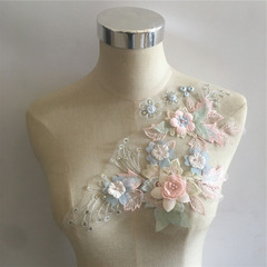 New Style Stereo Flower Pearl Lace Net Edge Collar Embroidery DIY Decorative Fabric Patchwork Accessory