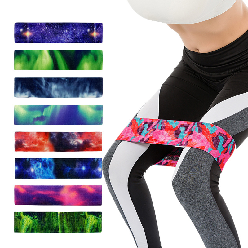 阻力带涤棉瑜伽弹力带深蹲美臀圈提臀虐臀带图案定制贴牌