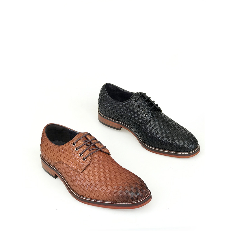 ShoeVault Frühling und Herbst Britische Business-Formelle Handarbeit Gewebte Casual Echtes Leder Schnürung Atmungsaktive Derby Hochzeitsschuhe_voghion.com