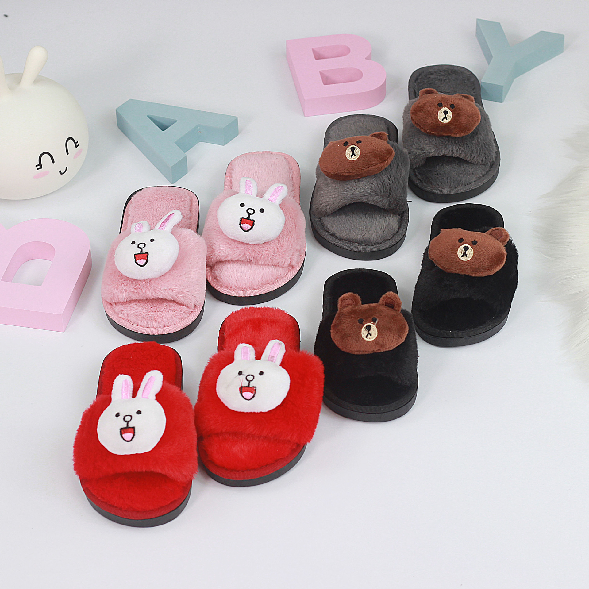 Autumn and winter lovely Cartoon children slipper men and women Tongmaomao slipper indoor student Cotton slippers non-slip baby