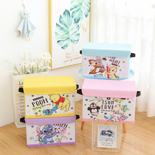 New large-capacity folding storage box Stitch PU waterproof children's toy sundry storage box car