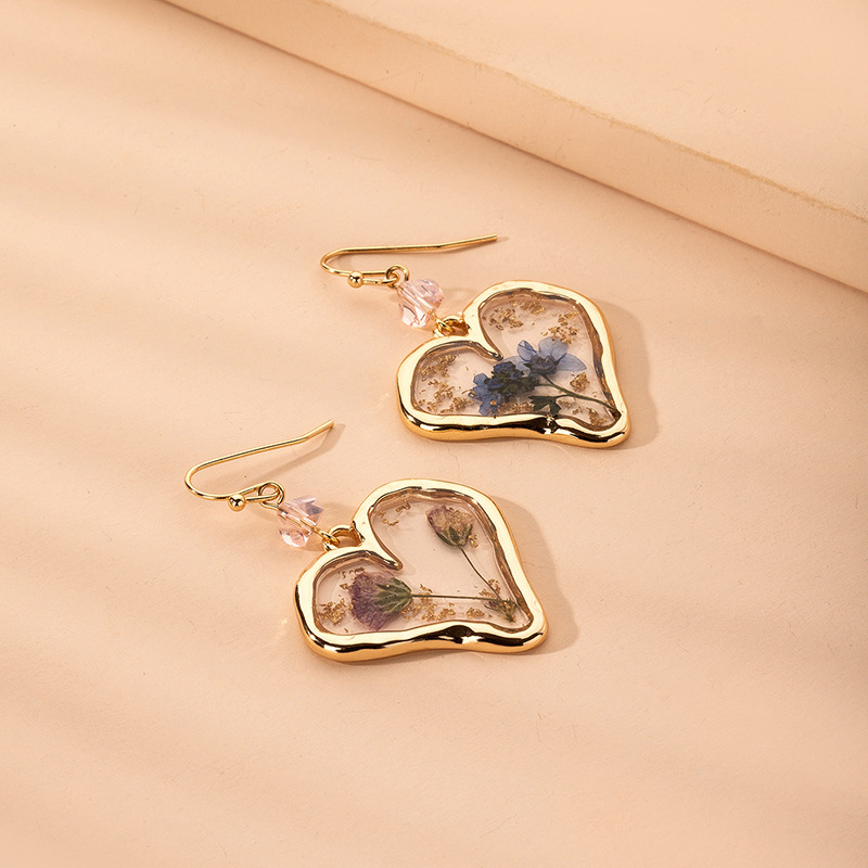 Korea New Geometric Heart-shaped Flower Pendant Earrings For Women Wholesale display picture 3