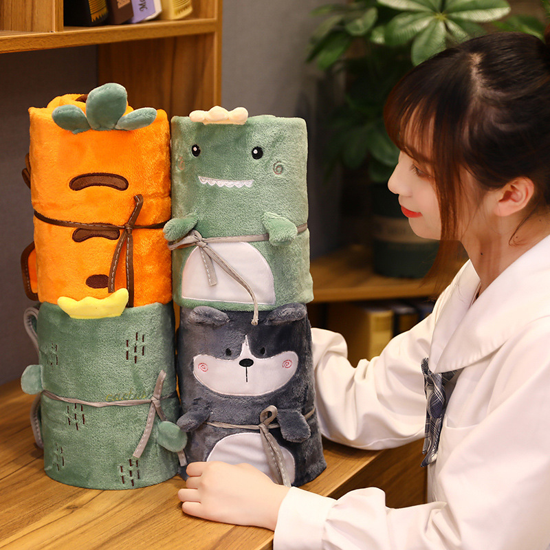 厂家直销珊瑚绒毯子可爱卡通动物空调毯恐龙毛毯办公室午睡毯批发|ru