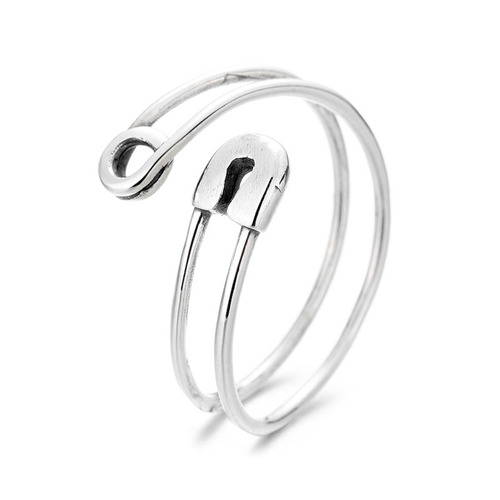 Korea Dongdaemun S925 all-over sterling silver retro old pin tail ring open joint ring INS same style
