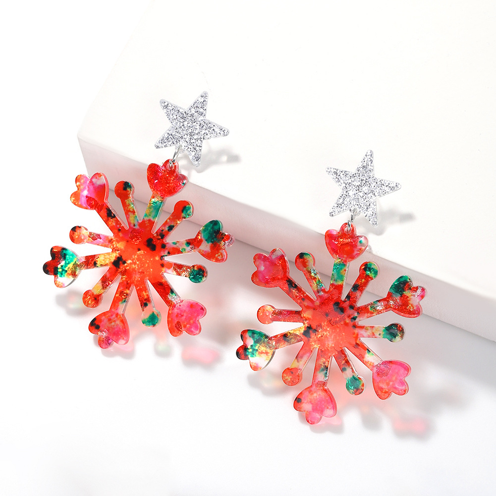 Boucles D&#39;oreilles Flocon De Neige Multicolores display picture 6