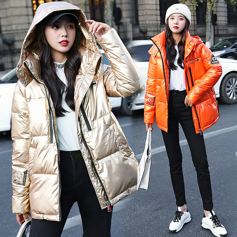 Cross border 2020 winter new pattern Down Cotton Korean Edition Easy cotton-padded clothes Bright surface cotton-padded jacket Disposable work clothes bf coat