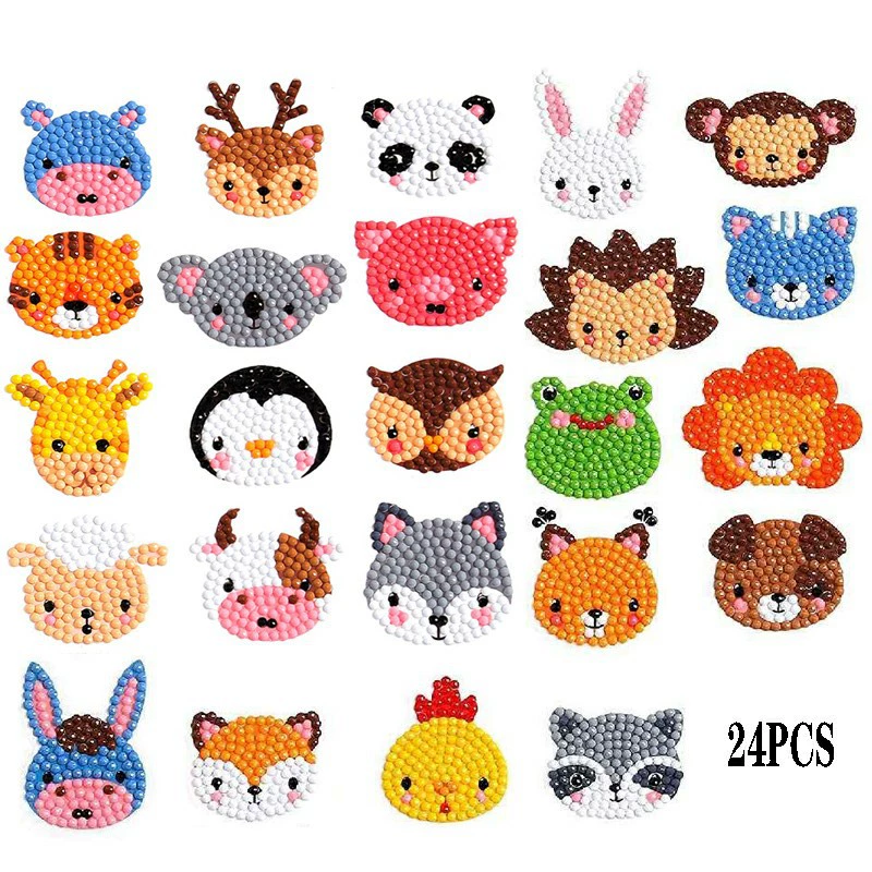 5D детский набор для алмазной мозаики sticker DIY, повседневные животные дизайны, разные размеры (наклейка и стразы)