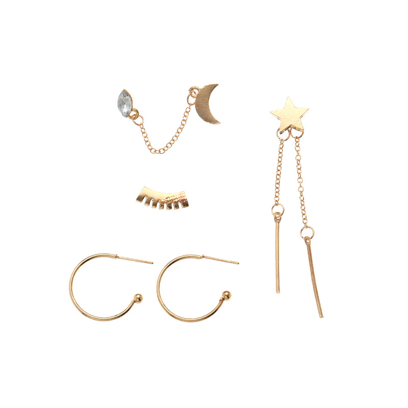 Fashion Simple Long Tassel Star Moon Earrings display picture 7