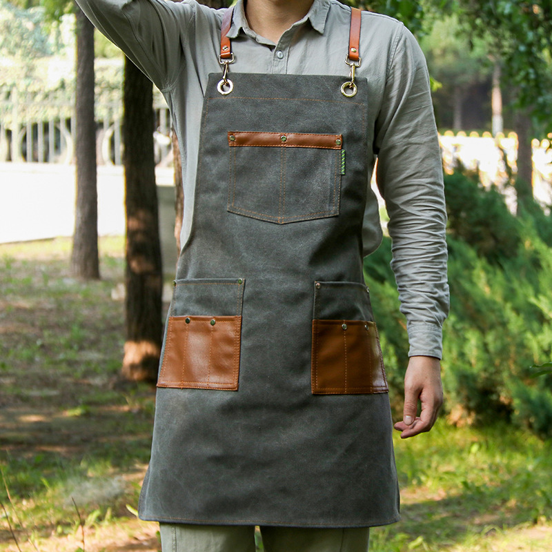Stylist apron denim custom logo milk tea Coffee Shop restaurant hairdressing manicure men's and women's work clothes printing