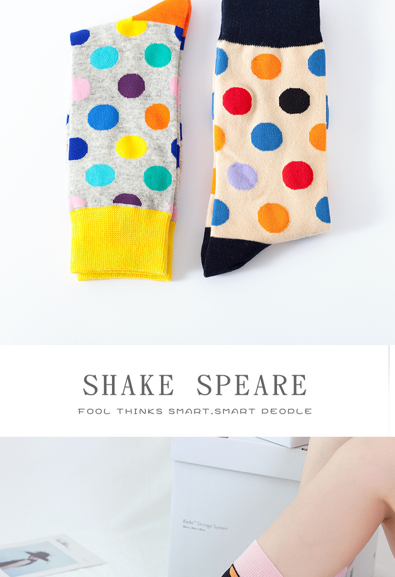Unisex/both men and women can be sweet colored dots in the tube socks