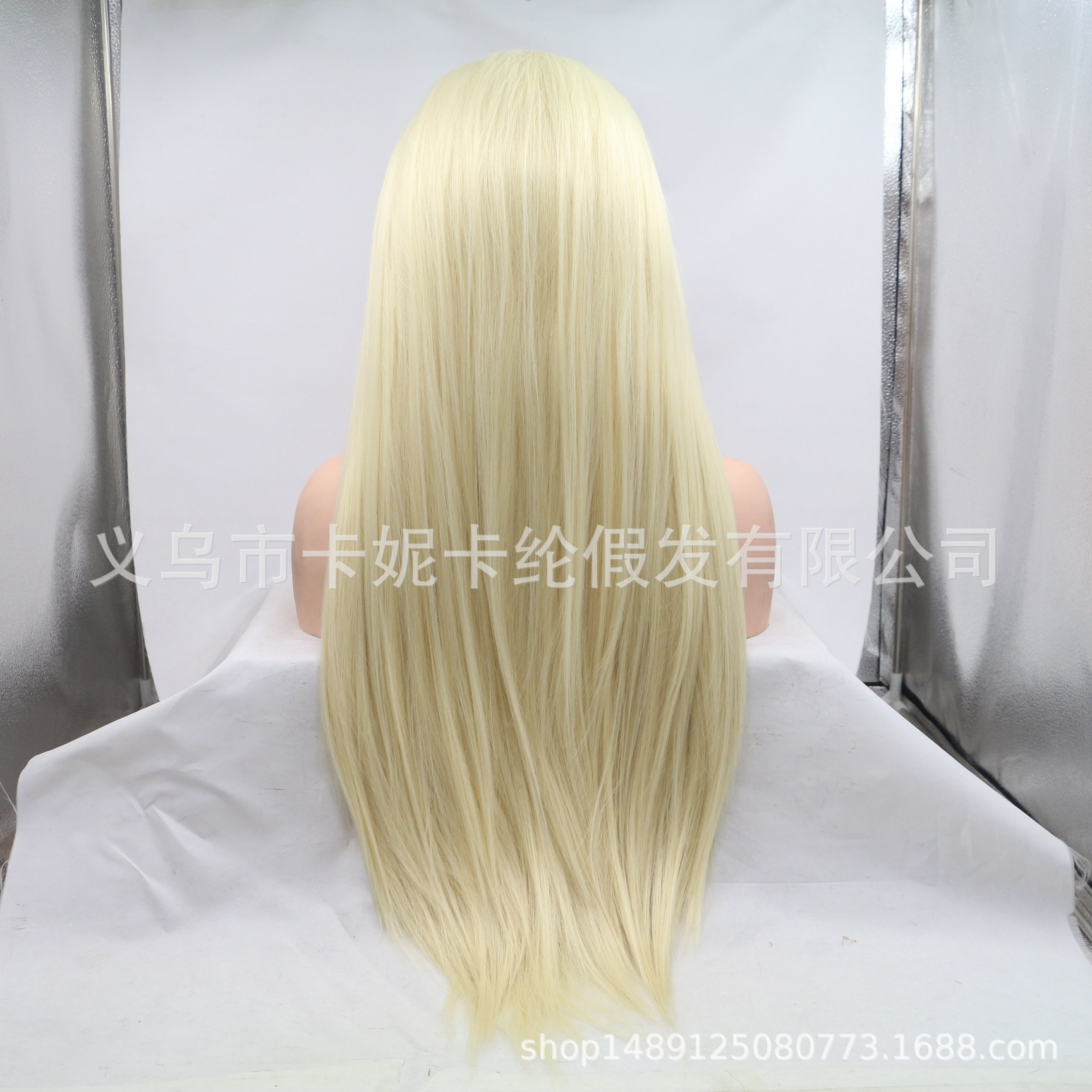 Moda europea y americana, cabello recto largo, peluca de fibra química para mujer   Inventario Wholesale