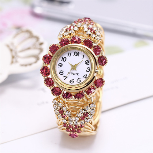 HOT TREND Diamond-Encrusted Claw Chain Colorful Women's Watch Korean Style Fashion Student Bracelet Watch
