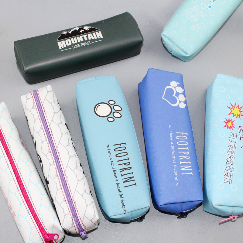 中小学生简约卡通笔袋单层大容量文具袋时尚男女文具盒收纳袋