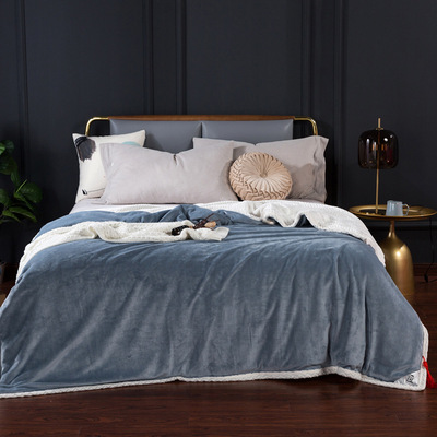 御珊跨境外贸双层毛毯加厚贝贝绒毯子纯色法兰绒珊瑚绒盖毯代发|ru