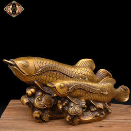 宏达 厂家批发黄铜 金龙鱼铜器工艺礼品家中收藏摆件