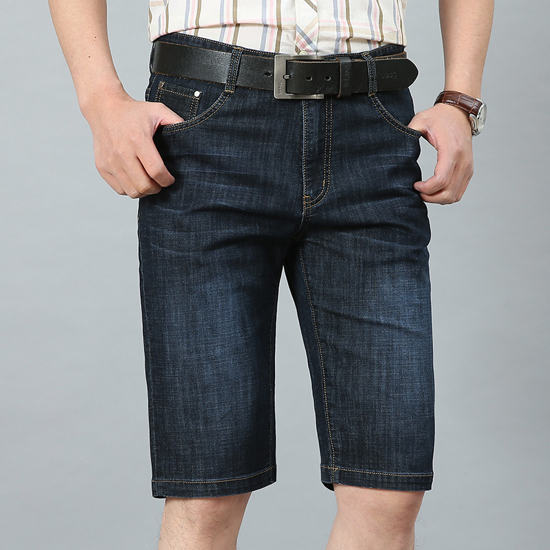 Transfronterizo al por mayor de verano Pantalones cortos de mezclilla de los hombres de negocios de los hombres guapos simples sueltos pantalones de mezclilla quinta juventud casual