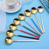 304 stainless steel spoon Korean long -handle round spoons Creative dessert spoon stirring spoon Korean spoon