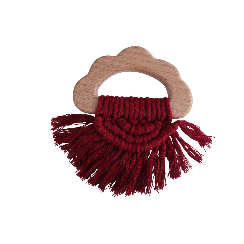 Bricolaje bebé creativo haya nube mordedor pulsera tejida a mano de algodón cuerda de juguete bebé dientes de molienda palo