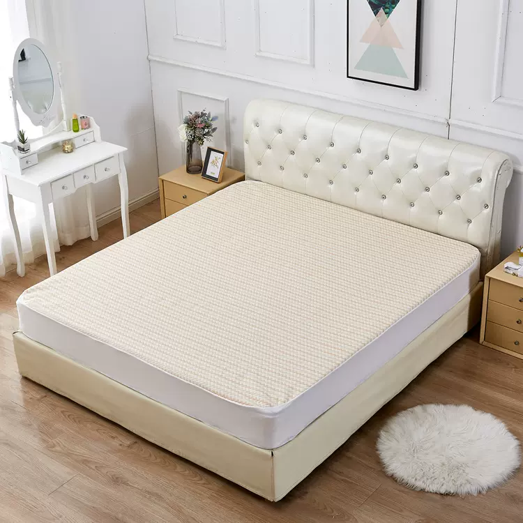 跨境四层彩棉防水床笠反面竹纤维四周加床围酒店床垫保护罩