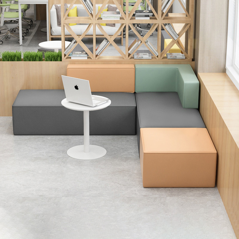 personality originality leisure time to work in an office sofa tea table combination Multiplayer Fabric art sofa Rest area Front Customize sofa