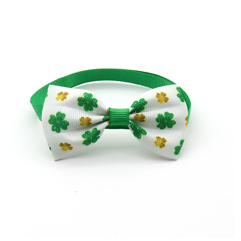 Mignon Ruban Saint Patrick Trèfle Noeud D'arc Collier Pour Animaux display picture 4