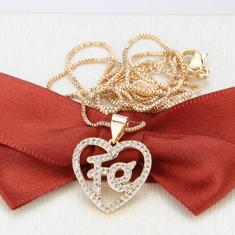 Inlaid Zirconium Heart-shaped Fe Necklace display picture 2