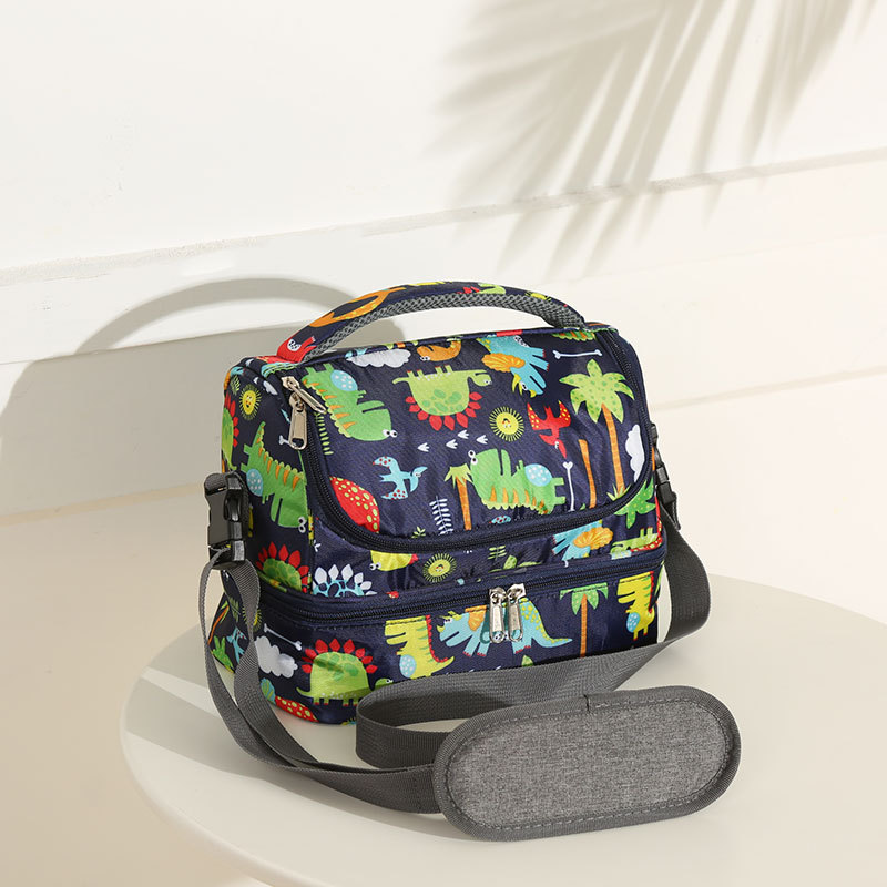 Home & Garden New cartoon double layer lunch bag Manufacturers can Oxford cloth crossbody student lunch children's lunch box bag_voghion.com