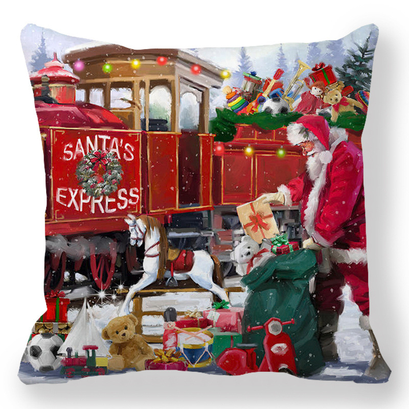 Pastoral Santa Claus Elk Cotton Pillow Cases display picture 2