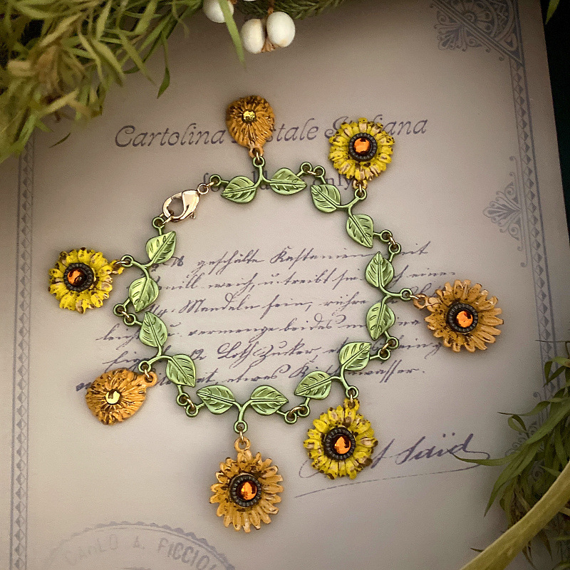 Vacances Feuille Tournesol Alliage Émail Femmes Bracelets display picture 4