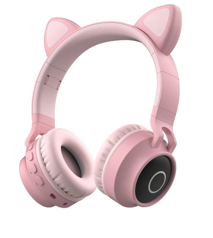 Auriculares Bluetooth BT-028C, diseño de orejas de gato, estéreo 5.0, luminosos, lindos.