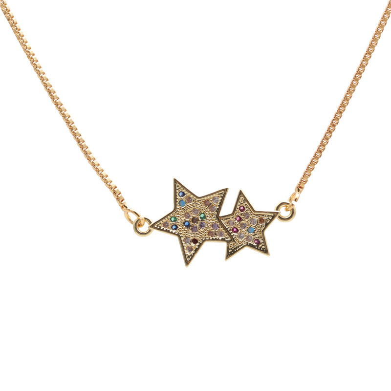 Micro-inlaid Zircon Stars Pendant Necklace display picture 2