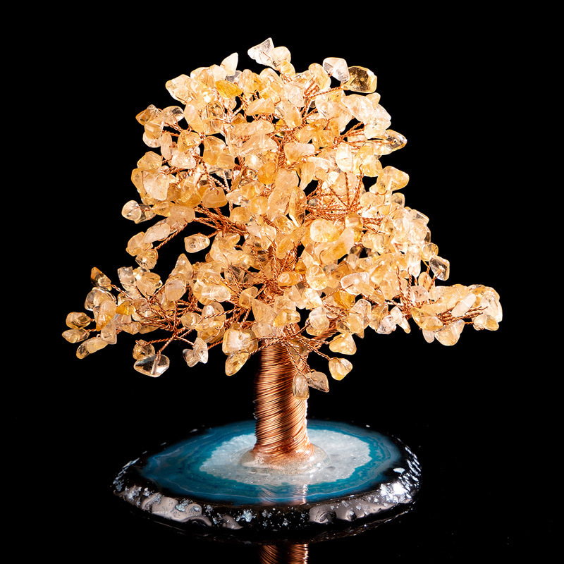 Crystal Fortune Tree Fortune Tree Agate Film Bottom Cash Tree Handmade Craft Gift Office Ornaments