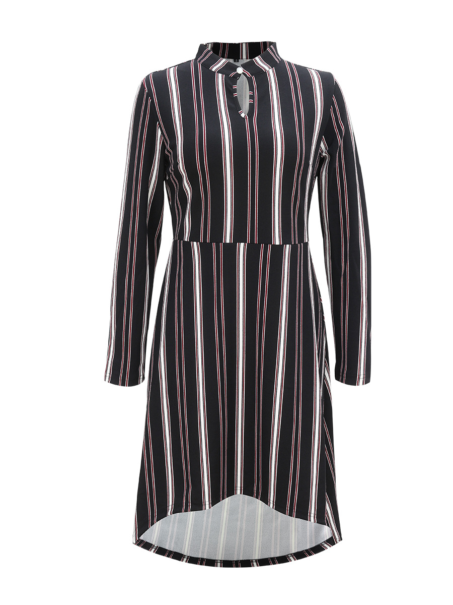  striped long-sleeved dress NSAL1889