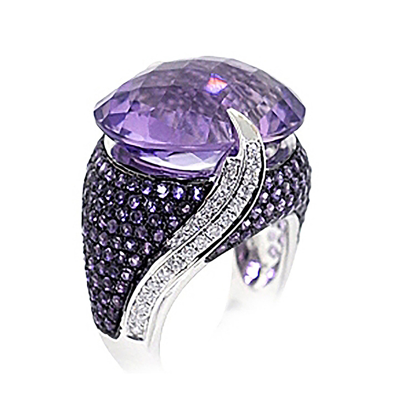 New Classic Versatile Purple Zircon Ladies Copper Ring Jewelry Wholesale display picture 2