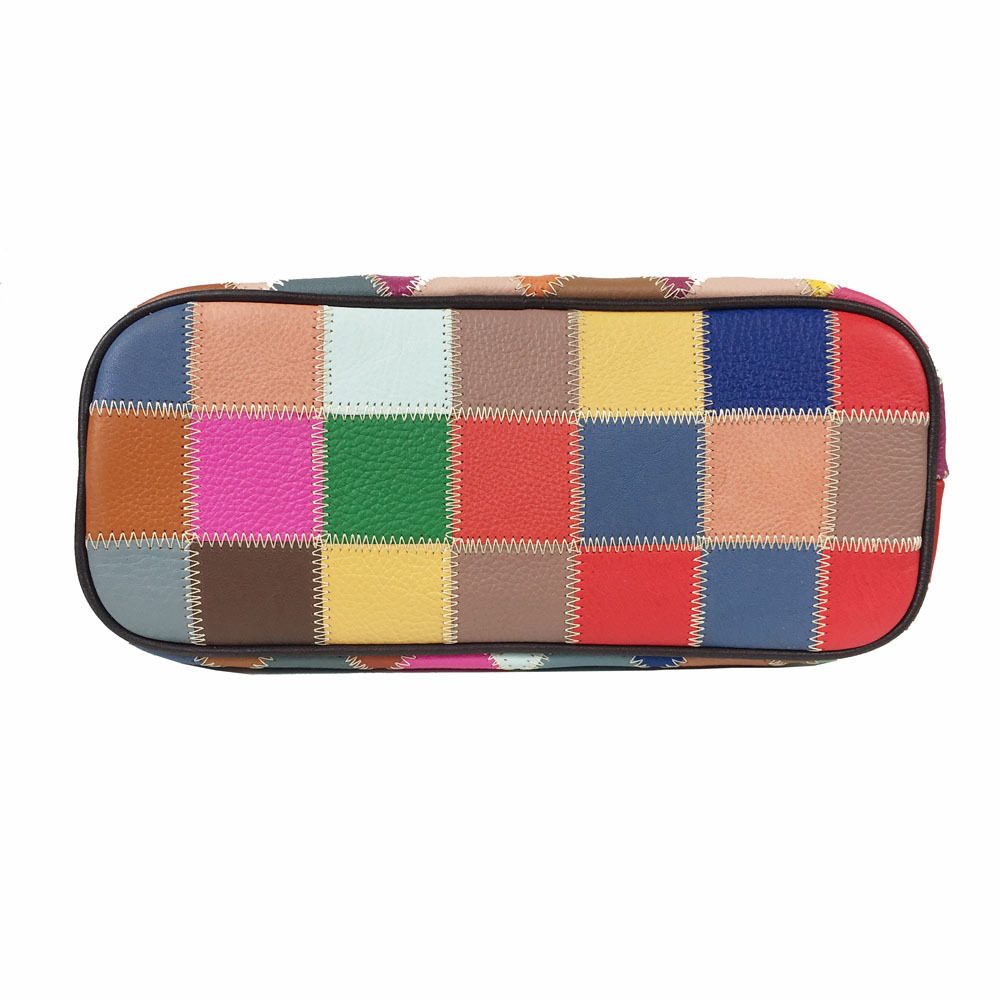 Damen Handtasche Aus Echtleder, Bunte Beuteltasche Mit Muster_voghion.com