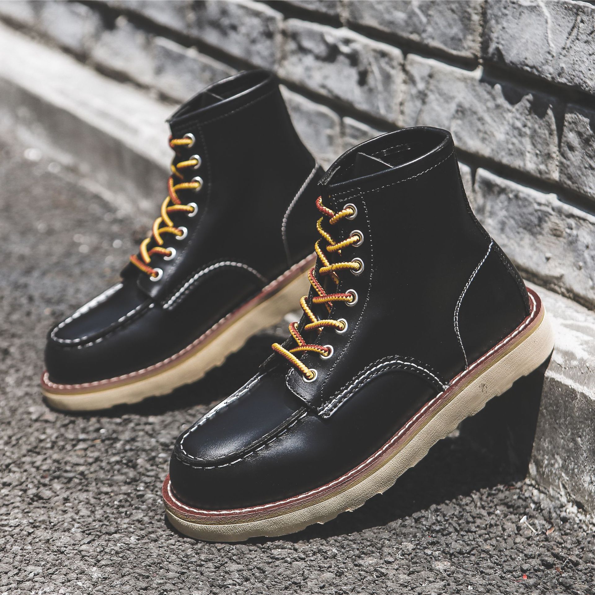 Title 33, Stivali Martin piatti slip-on retrò da lavoro d...