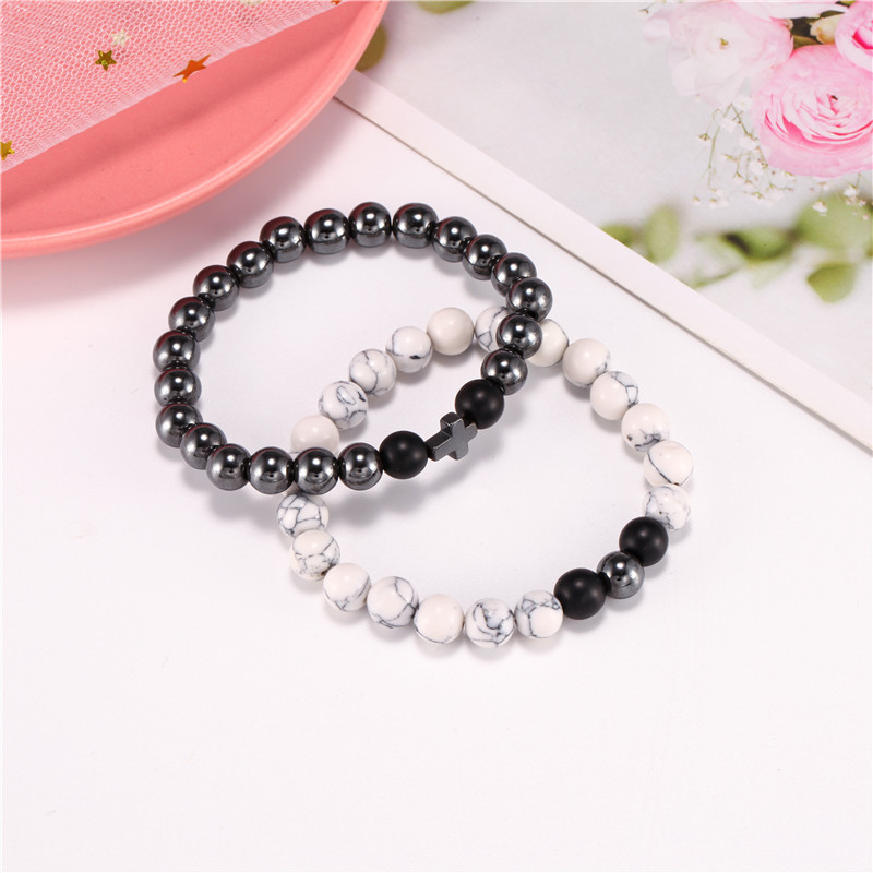 New Fashion Black Iron Bracelet Cross Elastic Bracelet Set Wholesale display picture 8