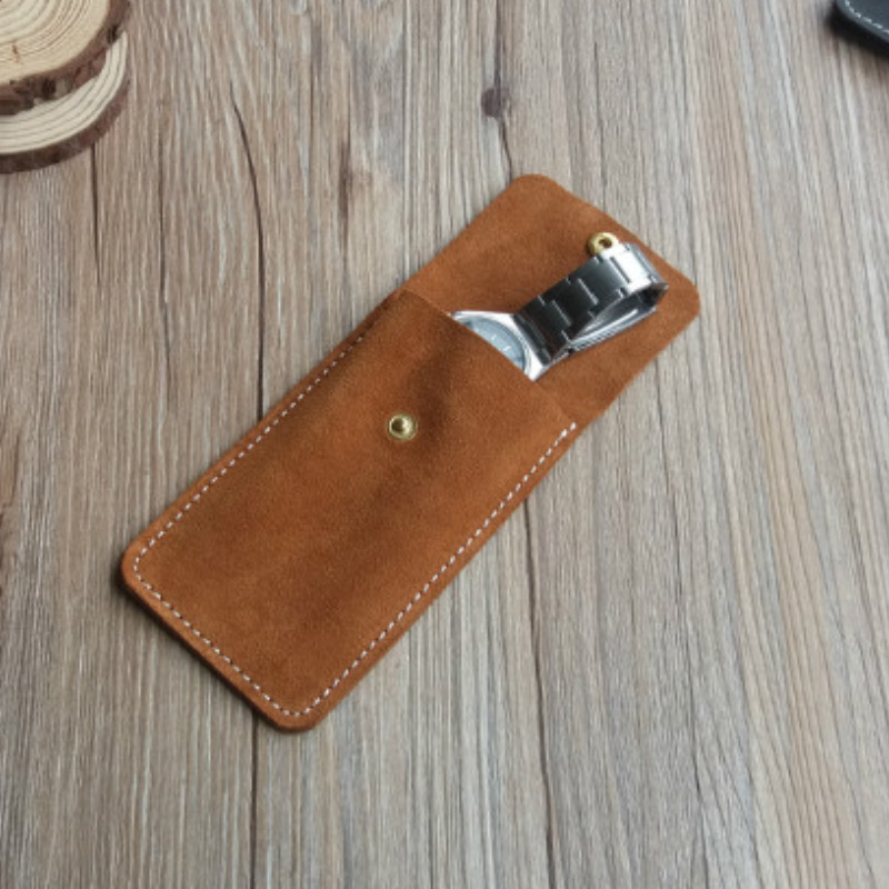 按扣式皮革手表包 单只装手表袋 户外手表收纳包 饰品腕表收纳包