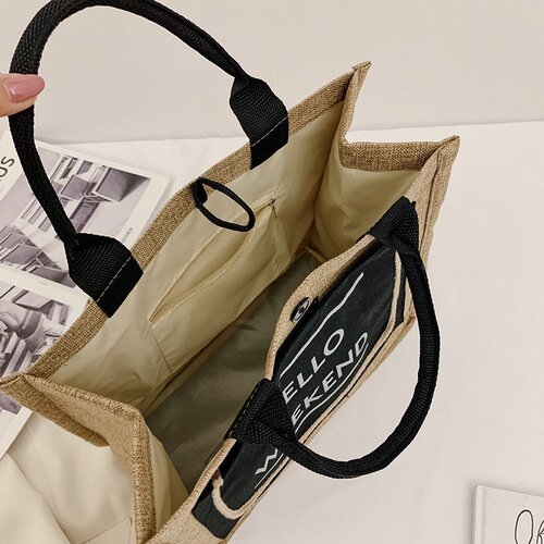 Cross-border bags for women  new Korean style cotton and linen handbags woven women's bags linen retro handbags