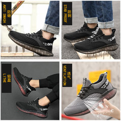 Cross-border labor safety shoes for men, anti-punching and anti-piercing, lightweight and breathable, anti-odor, flyknit mesh surface, safety work wholesale shoes, summer.